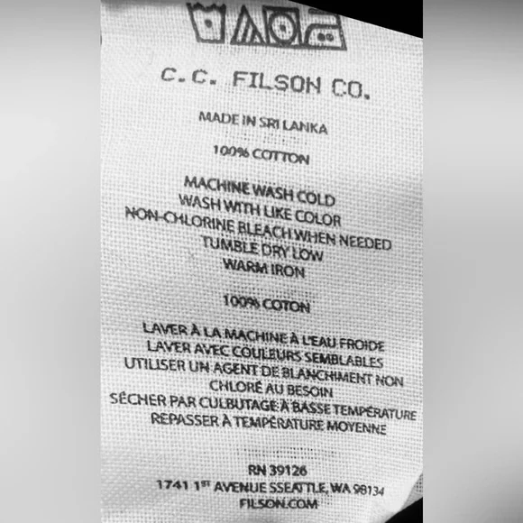 Filson Canvas Work Shirt 100% Cotton Snap Button Style 20172112 in Black Size L